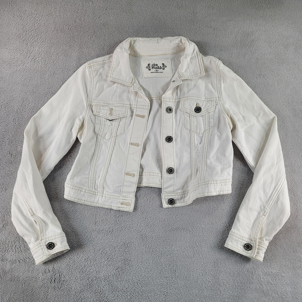 Mudd Girls White Denim Jacket